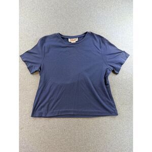 Simply Susan by Susan G. Vintage Navy Blue Short Sleeve Top Size L 3058